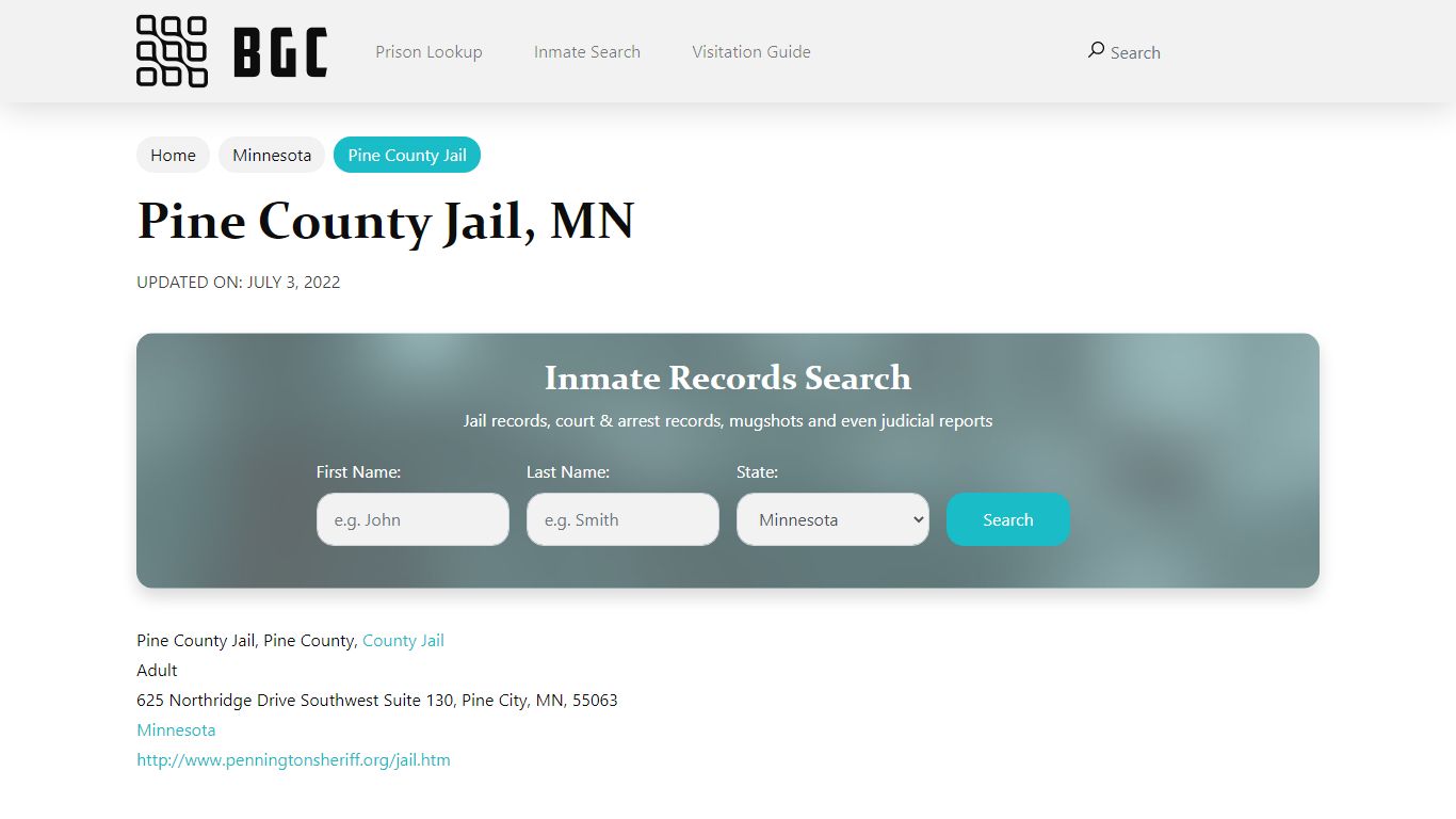 Pine County Jail, MN Inmate Search, Mugshots, Visitation ...